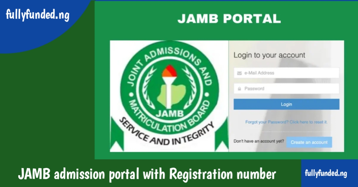 JAMB admission portal with Registration number